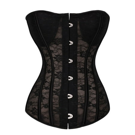

Qazqa Women s Retro V-neck tight corset court bra body shaping top Black XS