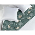 thumbnail image 2 of Flamingo Bed Runner, Exotic Bird Sketch With Rose and Oriental Round Shapes on Forest Theme Backdrop, Decorative Accent Bedding Scarf for Hotels Homes & Guest Rooms, Queen, Teal Eggshell, by Ambesonne, 2 of 3