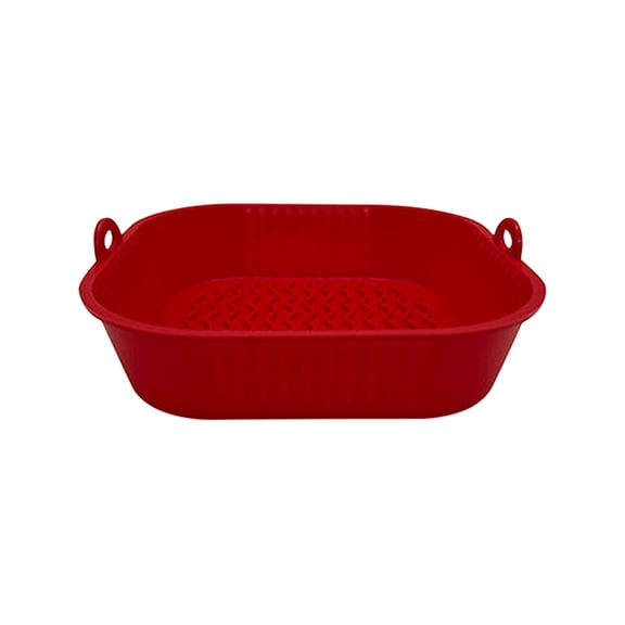 Reusable Air Fryer, Silicone Baking Tray, Flower Shaped Fryer Tray Mat, Sturdy, Durables and Easys to Clean, Used for Heating and Serving Dishes(Red)