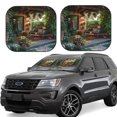 thumbnail image 1 of Lukts Charming Garden Patio Print 2 Piece Car Sun Shade Windshield,Foldable Car Shade Front Windshield with Keeps Your Vehicle Cool-Medium, 1 of 6
