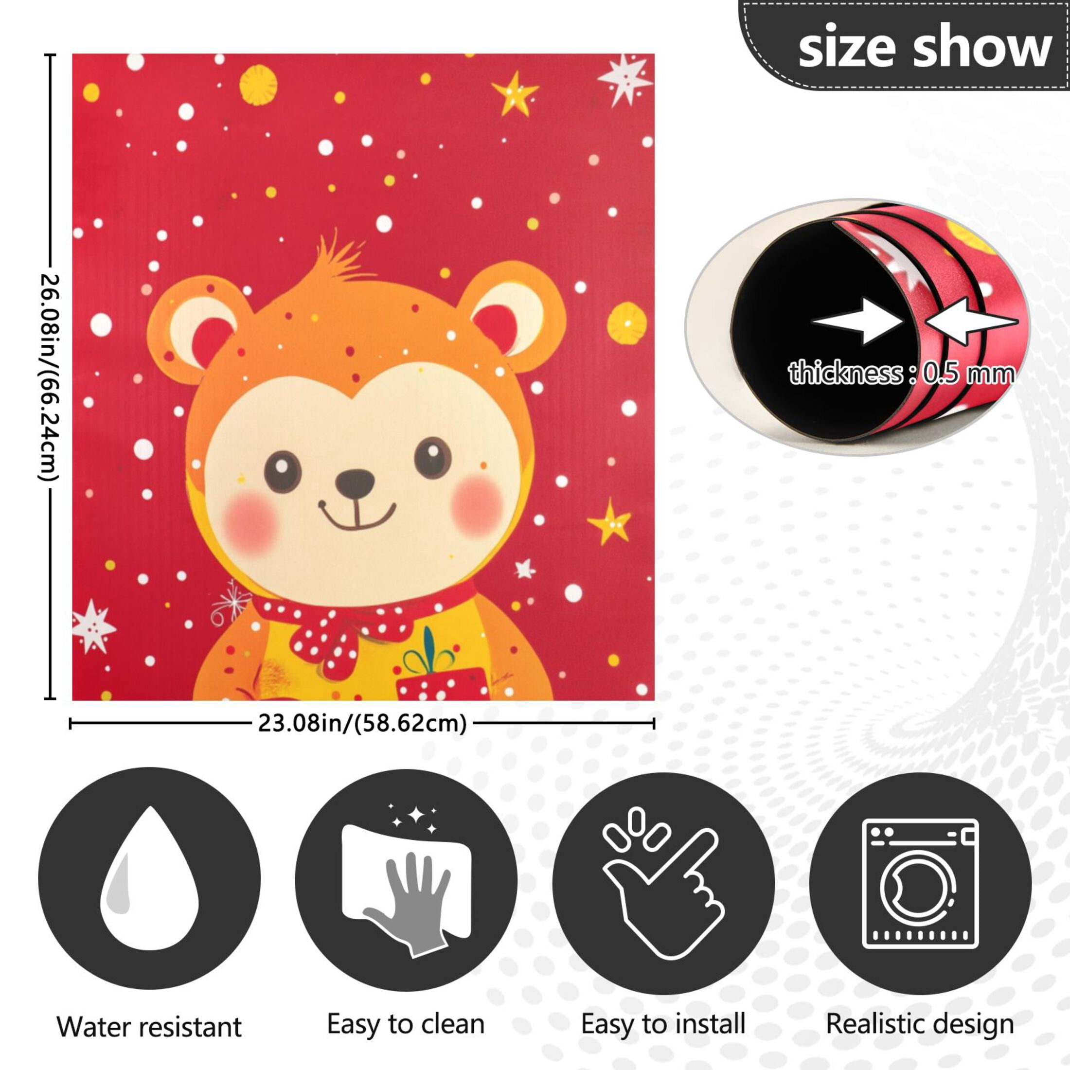 Dishwasher Magnetic Sticker 23x26 Inch Refrigerator Magnetic Sticker Washing Machine Magnetic Sticker Kitchen Panel Magnetic Sticker Home Decor Red Christmas Bear