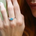 thumbnail image 5 of Gem Stone King 10K White Gold Swiss Blue Topaz and Lab Grown Diamond Engagement Ring for Women | 2.29 Cttw | Cushion 7MM | Gemstone November Birthstone | Size 5, 5 of 6