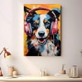 thumbnail image 2 of Border Collie Wall Art - Funny Dog Canvas Canvas for Kids' Room 11x17inch - Colorful Puppy with Earphone Pictures Framed Ready to Hang, 2 of 4