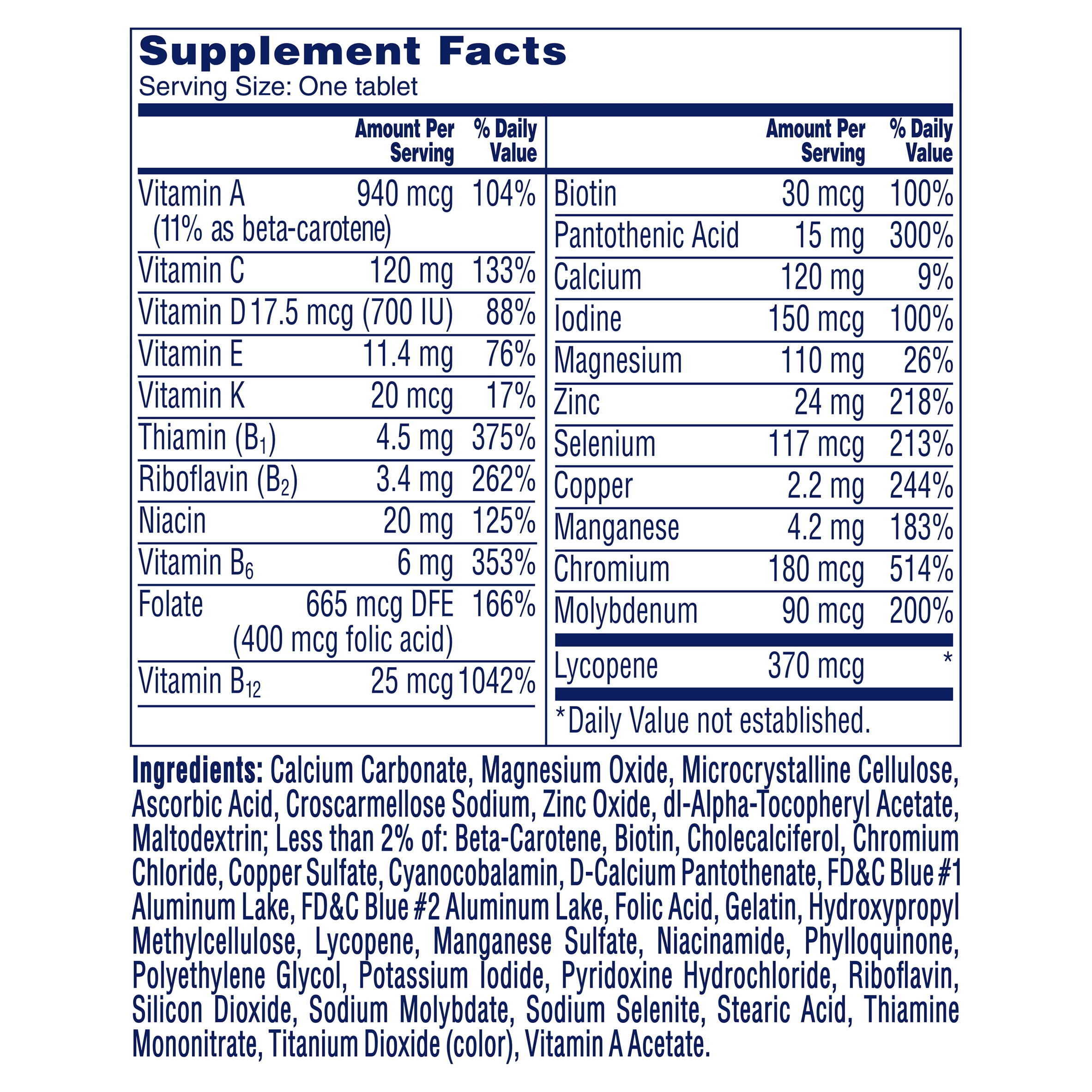 One A Day Triple Immune Support Complete Multivitamin, 100 Count