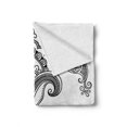thumbnail image 2 of Folk Soft Flannel Fleece Blanket, Black and White Eastern Motifs Monochrome Ornamental Floral Pattern Doodle Image, Cozy Plush for Indoor and Outdoor Use, 50" x 70", White and Black, by Ambesonne, 2 of 6