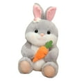 thumbnail image 2 of Conejo peluche con zanahorias con bunny animal decorativo compañero encantador caricatura muñeca de conejo para la fiesta de decoración del hogar Gris, 2 of 10