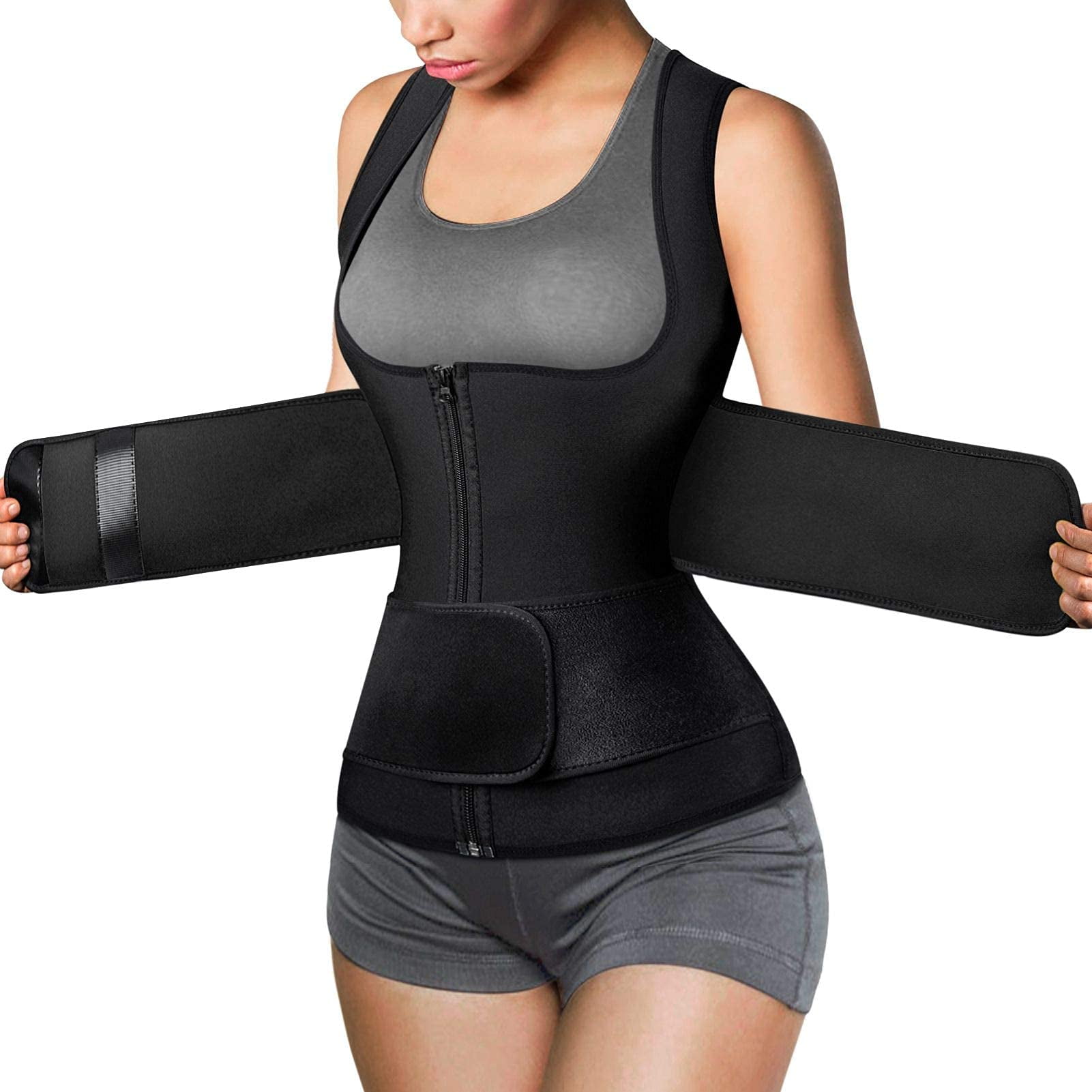 Sweat Vest Waist Trainer for Womens Workout Tank Zipper Vest Adjustable ...