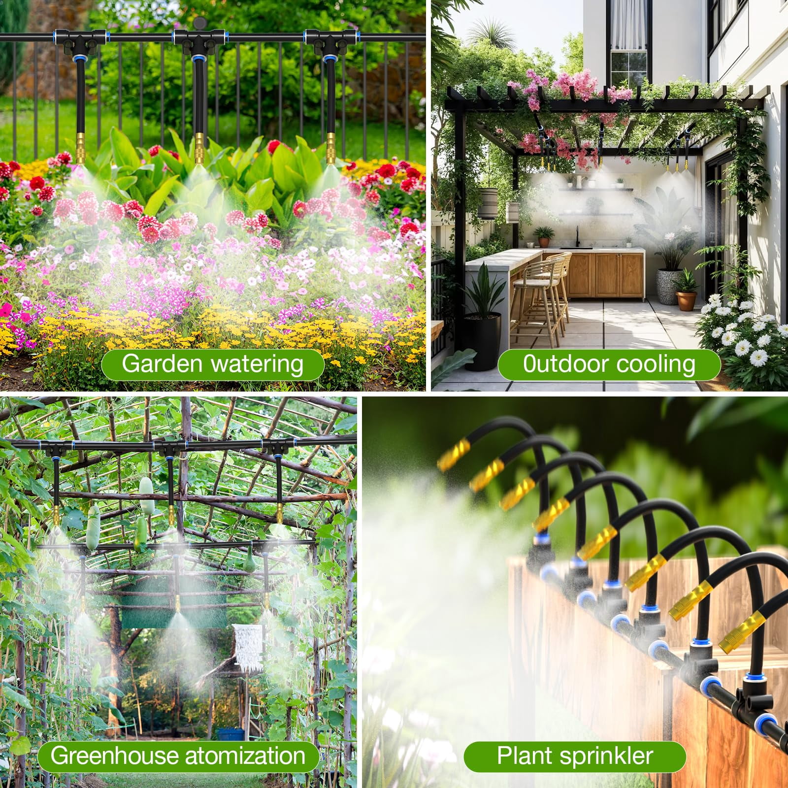 100Ft 1/4" Drip Irrigation System, Jorking Upgrade 360° Adjustable Garden Irrigation Kit with 16pcs Copper Nozzles