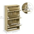 thumbnail image 3 of HOMCOM Armoire de Rangement pour Chaussures avec 3 Tiroirs Basculants pour 18 Paires de Chaussures, Chêne, 3 of 10