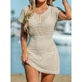 thumbnail image 6 of Cupshe Women's Crochet Swim Beach Cover up Button Short Sleeve, Size XS-XXL, 6 of 6