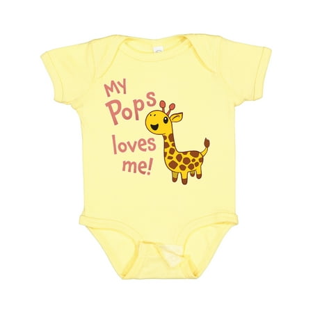 

Inktastic My Pops Loves Me- Cute Giraffe Gift Baby Boy or Baby Girl Bodysuit