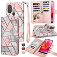 thumbnail image 1 of for Moto G Pure / G Power 2022 Case, Flip/Folio Cover Wallet Magnetic Closure Card Slots Cash Holder Stand Kickstand TPU Bumper Shockproof Protective Case for Moto G Power 2022 -Rose Gold Marble, 1 of 6