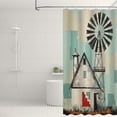 thumbnail image 3 of Farmhouse Shower Curtain Windmill Shower Curtain Country Barn Farm Vintage Western Bathroom Shower Curtain Rustic Shower Curtain Set Decor with 12Hooks 72x72inch (B), 3 of 6
