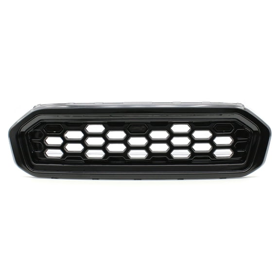 Ikon Motorsports Front Upper Grille, Compatible with 2019-2023 Ford Ranger XL/XLT/Lariat, Black Replacement Front Bumper Hood Grill w/ LED DRL Smoke Lens