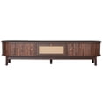 thumbnail image 6 of TV Stand for TVs up to 75'', Paproos Modern 67'' TV Stand with Sliding Tambour Doors & Rattan Drawer, Media Console TV Cabinet with Wooden Legs, Entertainment Center for Living Room, Dark Brown, 6 of 10