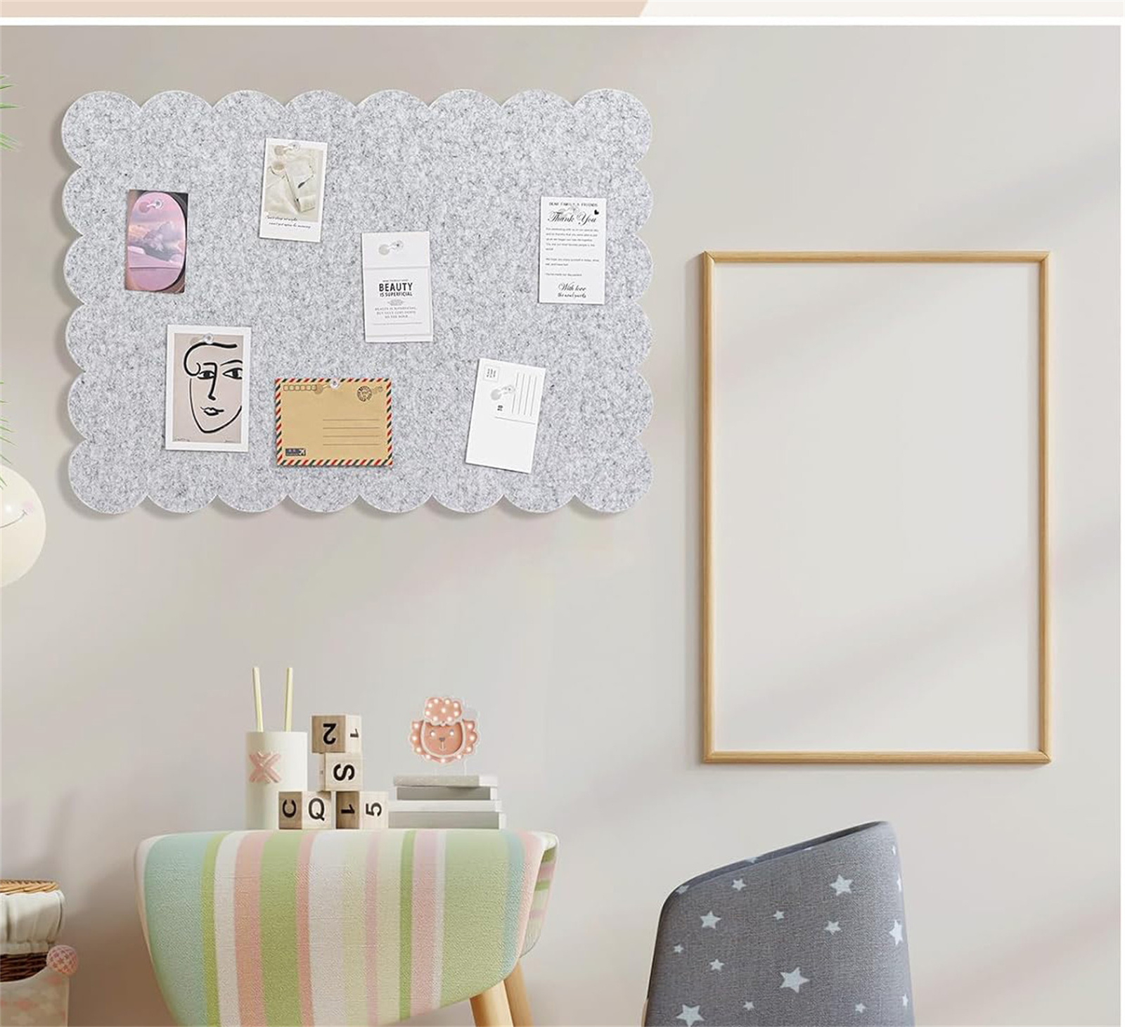 Cork Boards Bulletin Board,Bexiou 24'' X 36'' Foldable Felt Cork Board for Walls,Decorative Pin Board for Wall,Photo Display Board for Office Home School