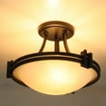 thumbnail image 7 of Claxy 12 in Dimmable 2-Light Black Bathroom Flush Mount Lights with Milk Glass Bowl Shade for Kitchen Bedroom, 7 of 7