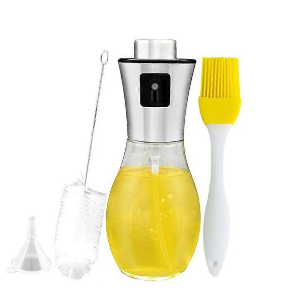 lsprher Flasche 200ML, 3 in 1 l Sprhflasche, Essig spritzer lspender, Transparent l Sprayer, l Auslser Glasflasche mit Trichter Kochen, Salat, BBQ, Pa