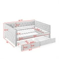 thumbnail image 2 of Upholstered Full Size Daybed with 2 Drawers, Solid Wooden Sofa Bed Frame w/Button Tufted and Copper Nail on Square Arms, Space-Saving Design, 2 of 8