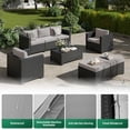 thumbnail image 4 of ClouddWell 6 Piece Outdoor Wicker Patio Furniture Set, Rattan Sectional Sofa Sets with Grey Cushions, 4 of 7