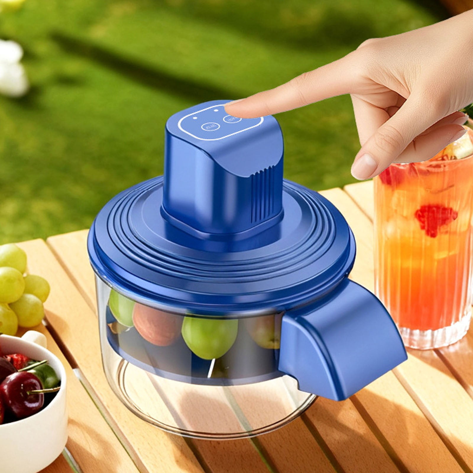 2 in 1 Automatic Peeling Machine, Durable Electric Potato Peeler, Grape & Garlic Peeler Machine Rechargeable Wireless Fruit & Veggie Peeler for Home Kitchen, 1Pc, Easy to Clean(Blue,11.5x11.5x11")