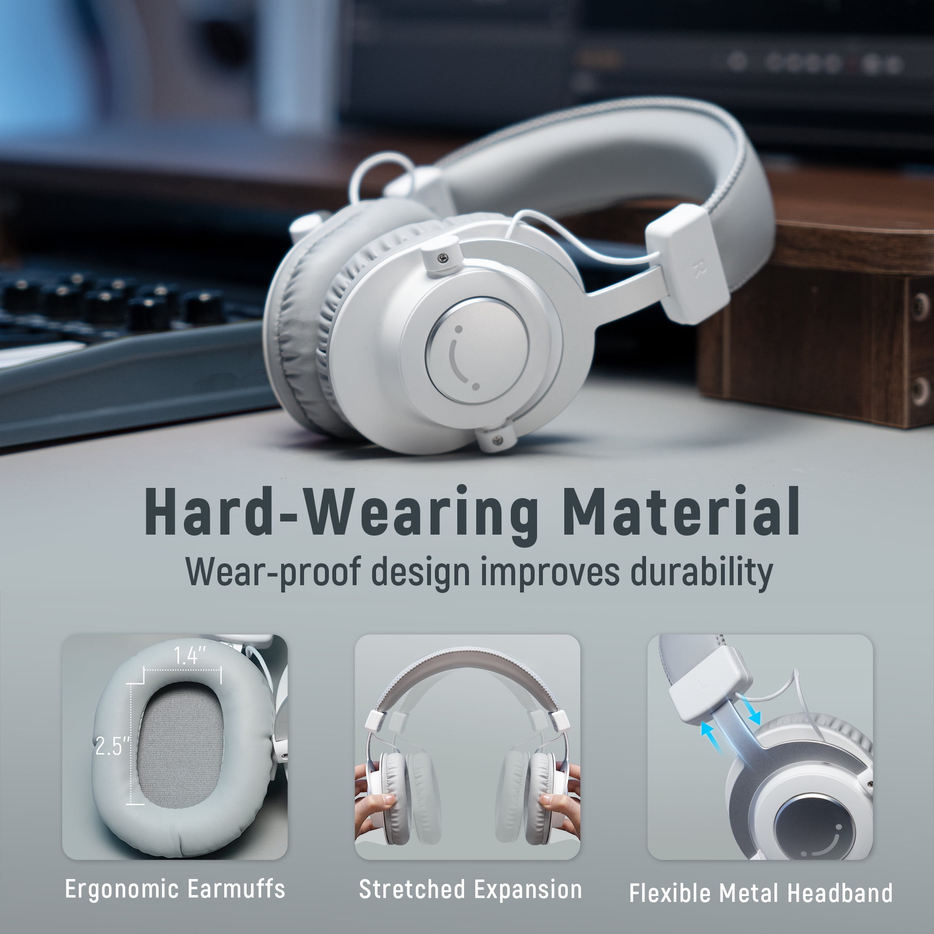 FIFINE Studio Wired Headphones for DJ, Music Monitor, Recording with 9.8ft Cable for 3.5mm/6.35mm, Over Ear, Noise Cancelling for Podcast, Streaming-H8