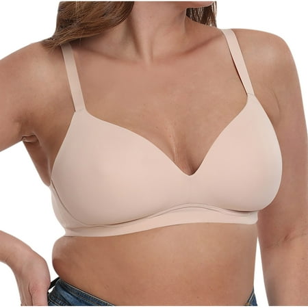 Mrasaso New Arrivals! Breathable Bras for Women Women Nylon Bra Women s Seamless Full Cup Ice Silk Bra Large Chest Gathering Breathable Daily Bra(1pc Underwear) Beige|M