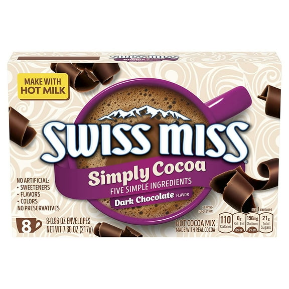 Pack of 12, Swiss Miss Simply Cocoa Dark Chocolate, 7.68 oz