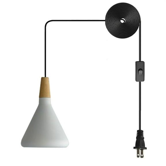 JLOWCO Led Hanging Lights with Plug in Cord,modern Pendant Lights Kitchen Island Lighting modern hanging pendant light White (LED Bulb Include)