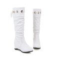 thumbnail image 7 of Fesfesfes Tall Boots for Young Ladies Warm Solid Knee High Boots Round Toe Lace Bandage Booties High Heel Boots Shoes US:9(42), 7 of 7