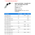 thumbnail image 2 of Ignition Lock Cylinder - Compatible with 1998 - 2004 Dodge Stratus Sedan 1999 2000 2001 2002 2003, 2 of 2