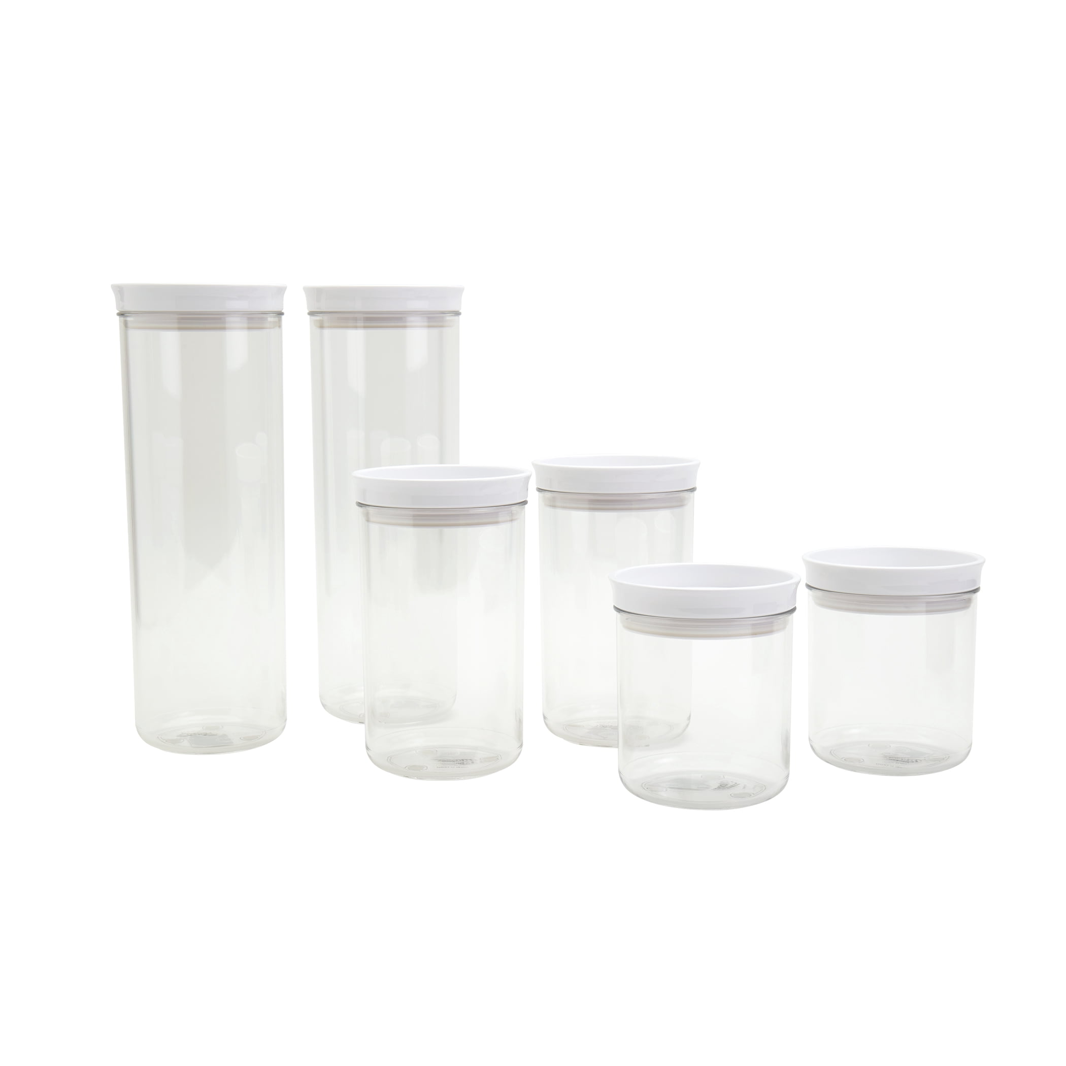 Mason Craft & More 6 Piece Clear Plastic Tall Food Storage Canisters Containers Set Airtight Dishwasher Safe, 18 oz. / 29 oz. / 51 oz.