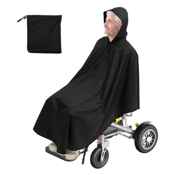 Austok Reflective Wheelchair Poncho Waterproof Adjustable Hood Mobility Scooter Raincoat for Adult Men Women