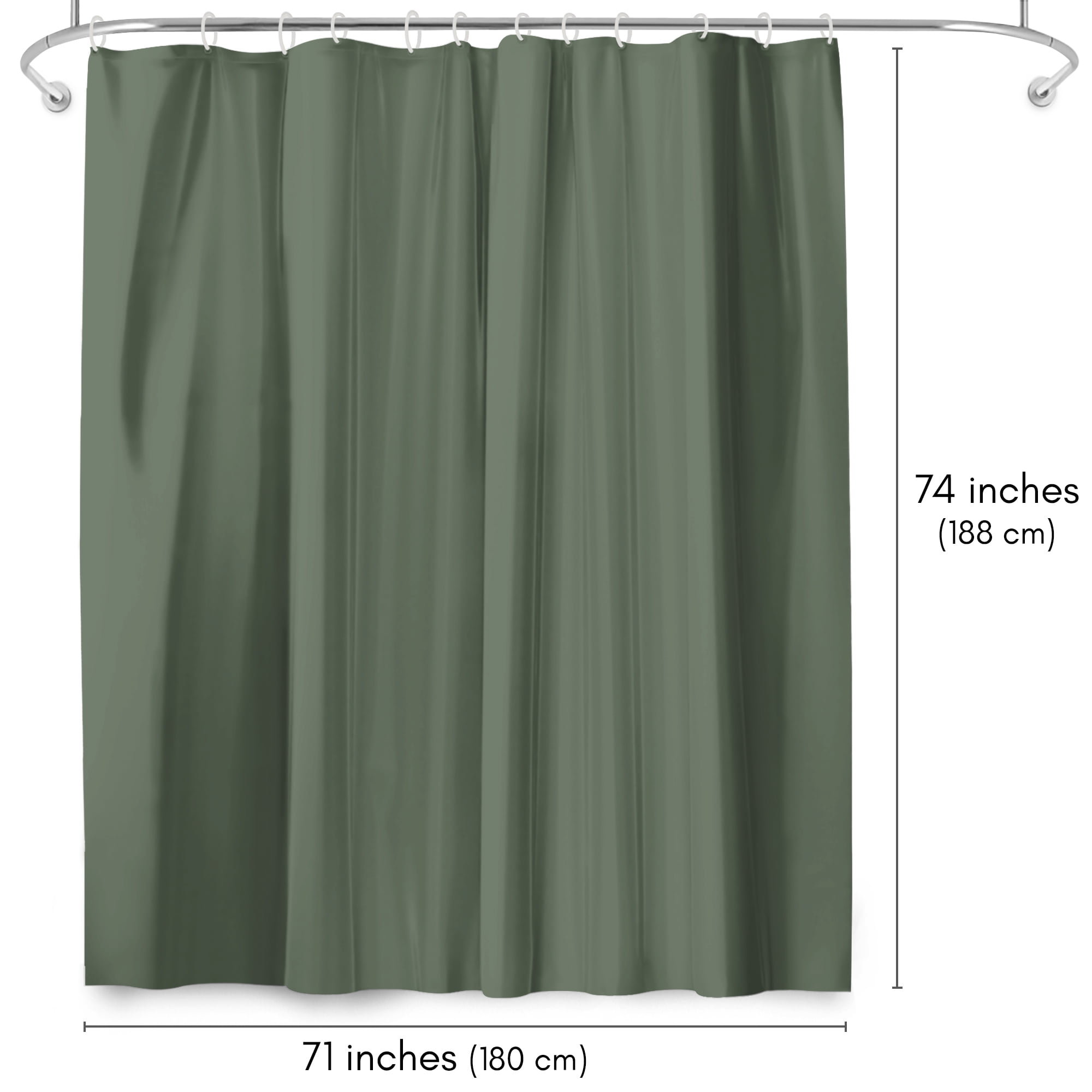 Americanflat 71x74 Solid Green Shower Curtain - Water Resistant - Polyester Fabric