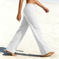 thumbnail image 2 of HAiming Women Wide Leg Pants Summer Vacation Palazzo Trousers Loose Casual Drawstring Elastic Waist Pants with Pockets, 2 of 7
