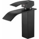 thumbnail image 1 of Grifo de lavabo en cascada negro, grifo mezclador de baño moderno y actualizado, grifo de caño cuadrado grande de latón, agua fría y caliente disponible, 1 of 5