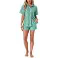 thumbnail image 2 of INSPIRE CHIC Women's Plaid Pajama Sets 2 Piece Pjs Short Sleeve Button Down Shirt and Shorts with Pockets XL Green, 2 of 4