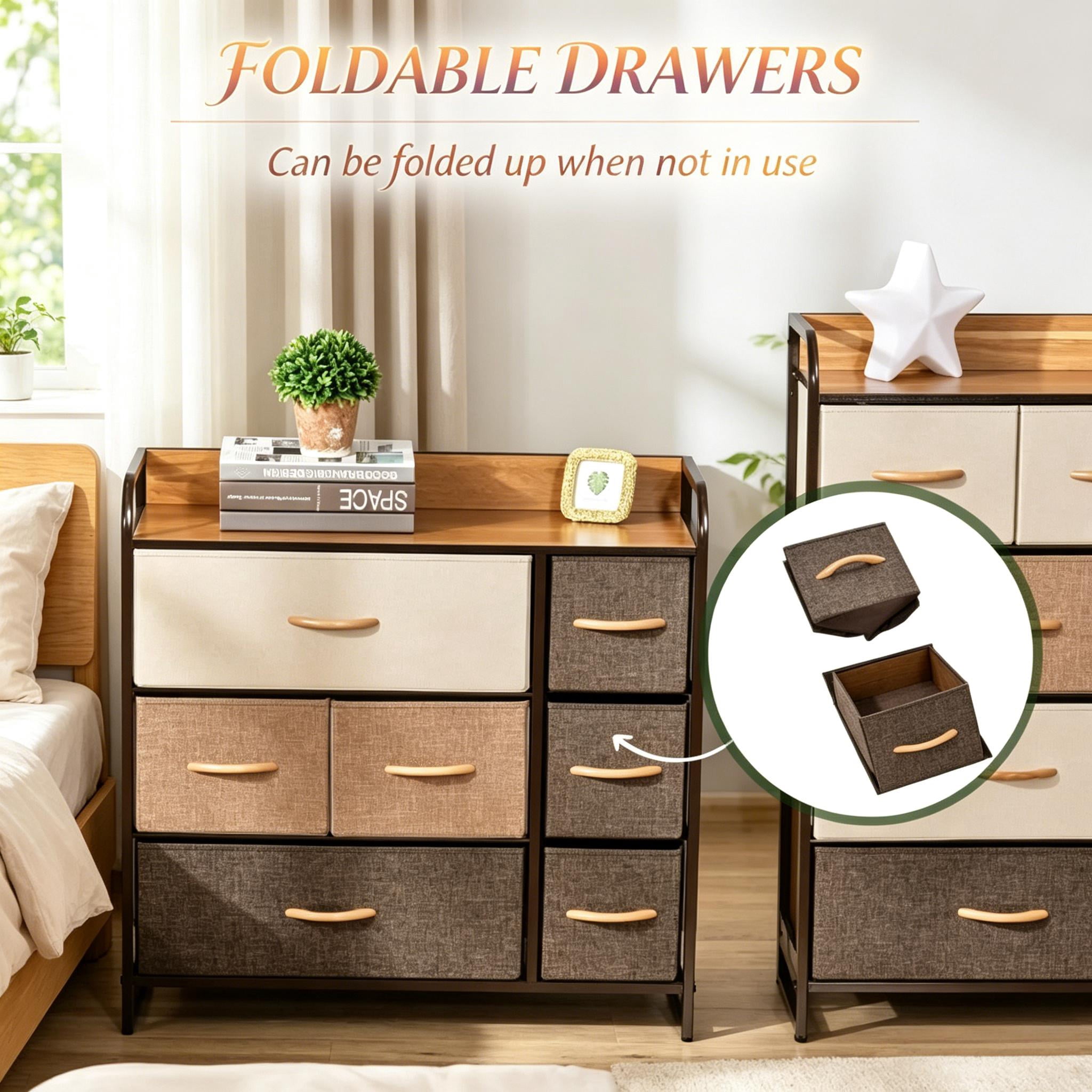 Modern Storage Cabinet with Open Top Shelf,Vertical Chest of Drawers,Stylish Floor Cabinet,Storage Dresser