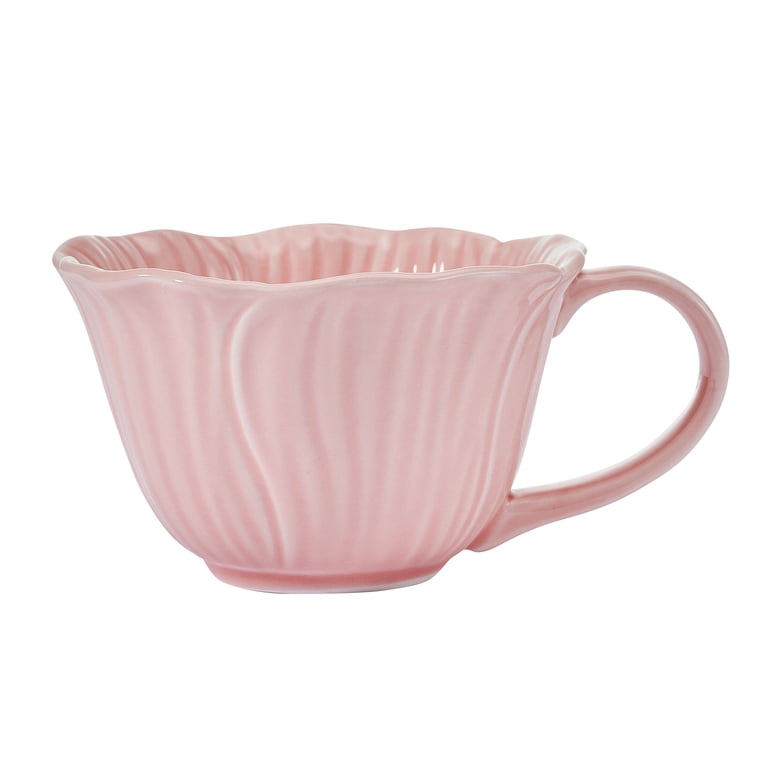 Beautiful by Drew Barrymore 9 oz Embossed Flower Mug Set, 2-Piece, Pink photo 6