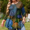 thumbnail image 4 of TQWQT Women's Plus Size Floral 3/4 Sleeve Tunic Top Soft Stretchy Blouse Casual Loose Fit for Leggings Jeans Daily Wear 2XL, 4 of 5