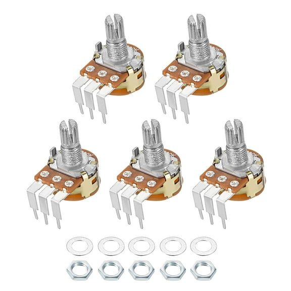 Uxcell WH148 B100K Ohm Variable Resistors Single Rotary Carbon Film Potentiometer 5pack