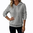 thumbnail image 4 of Tqcoqu Women's Cable Knit Textured Pullover Hoodie,Drawstring Hood Long Sleeve Loose Casual Sweatshirt Tops For Fall Winter,Gray Women's S-XXL, 4 of 6