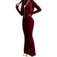 thumbnail image 2 of 2 Piece Women's Velvet Tracksuit Set, Fall Casual Long Sleeve Zip-Up Crop Hoodies & Flared Pants Workout Outfit, S-XXL, 2 of 7