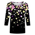 thumbnail image 4 of Happy Valentine's Day T-Shirt Women 3/4 Sleeves Crewneck Pullover Basic Tees, 4 of 4
