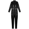 thumbnail image 5 of vastwit Men's Wet Look Long Sleeves Catsuit Bodysuits Zipper Full Body Jumpsuit Clubwear Black 5XL, 5 of 6