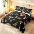 thumbnail image 3 of Homewish Boho Plant Mushrooms Twin Quilt Set,Floral Butterflies Dragonflies Twin Coverlet Set,Black Reversible,2 Pieces, 3 of 7