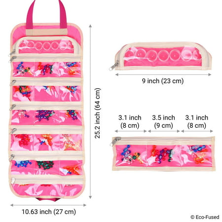 Fold out toy organizer storage bag for girls - Ideal for toys, accessories and collectibles, such as: Barbie, Disney, LOL, Shopkins - Also great for arts & crafts, cupcake decorations, make-up,