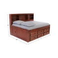 thumbnail image 3 of Discovery World Furniture - Full Size Bed Frame with Side Headboard Bookcase, Captain Day Bed with 6 Drawers, Full Size Bed with Storage, Merlot Finish, 3 of 7