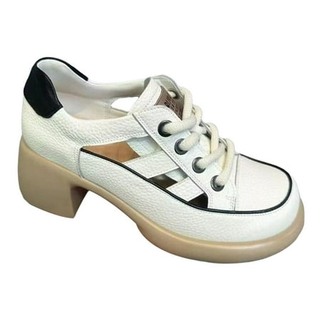 

Women Heeled Sandals Retro Lightweight Breathable Fashion Block Heel Sandals 39