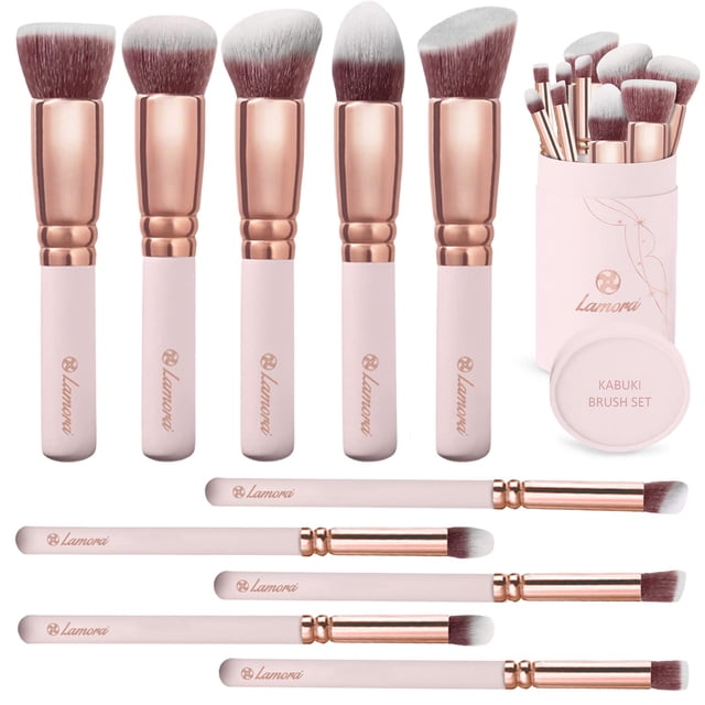 Set de brochas de maquillaje Kabuki Lamora, 10 unidades, cerdas sintéticas